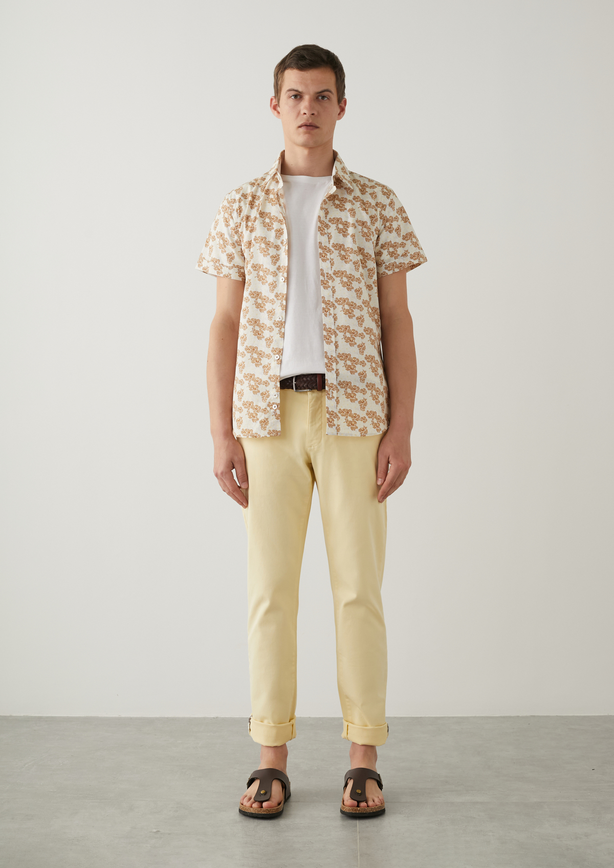 Chino slack skinny en coton stretch uni jaune