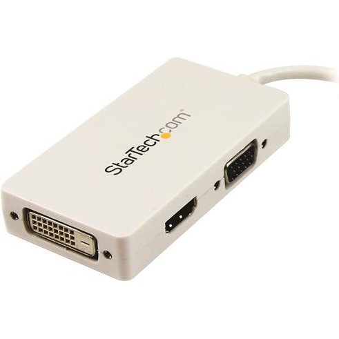 StarTech.com Adaptateur de voyage Mini DisplayPort vers VGA / DVI / HDMI - Convertisseur vidéo 3-en-1 - Blanc