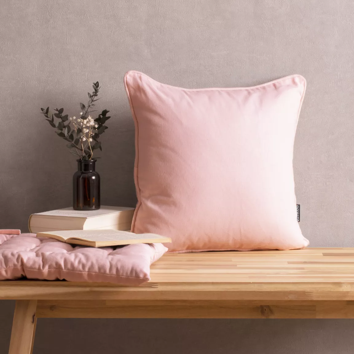 Coussin carré coton (40 x 40 cm) Pixel Rose poudré