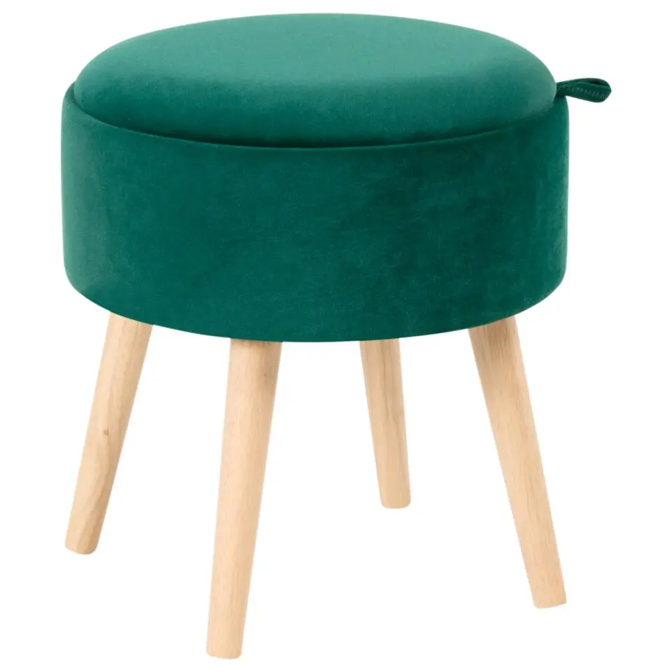 NEELY - Hocker met opbergruimte - Smaragdgroen - Fluweel