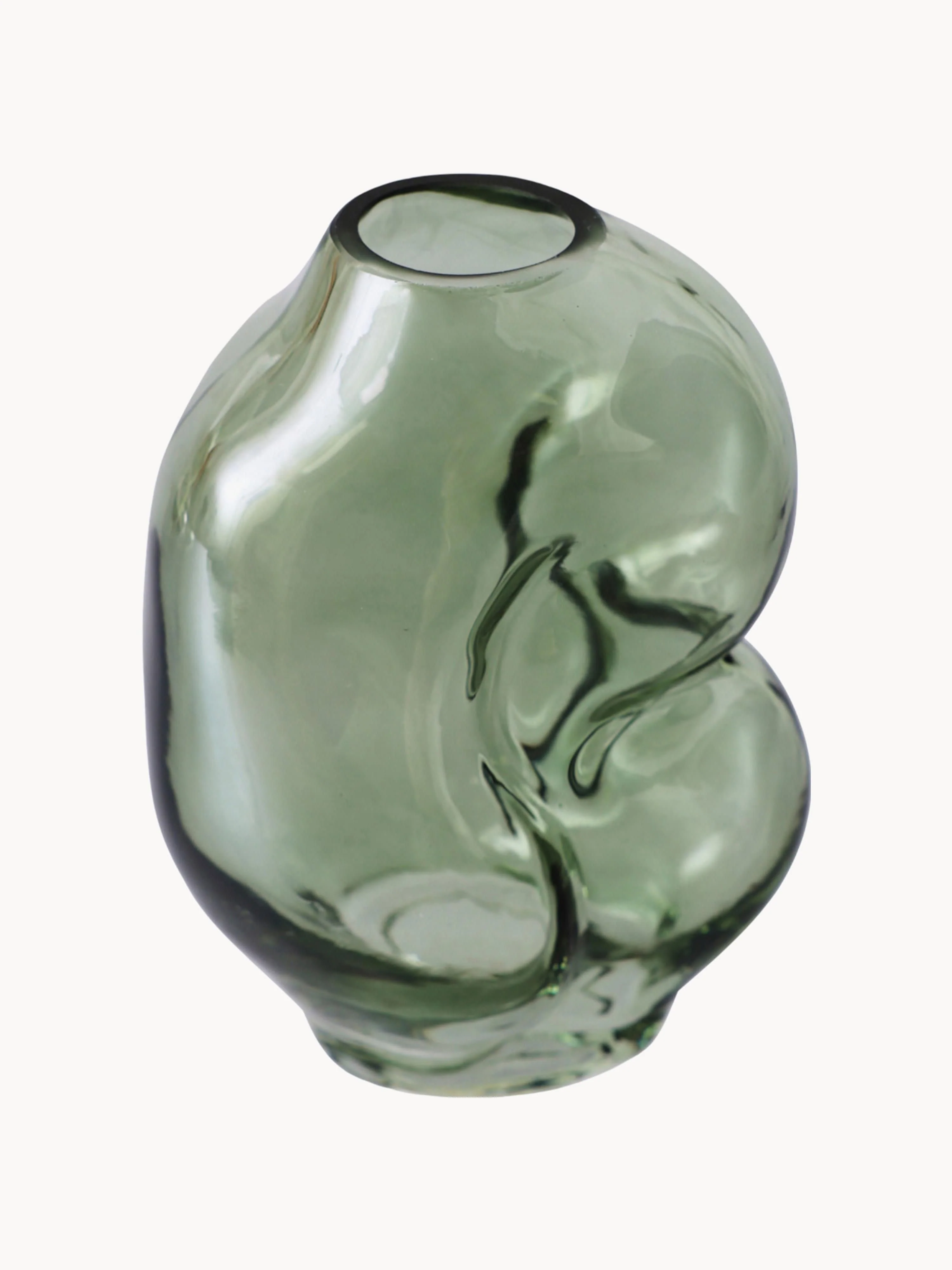 Handgemaakte glazen vaas Gleam, H 18 cm
