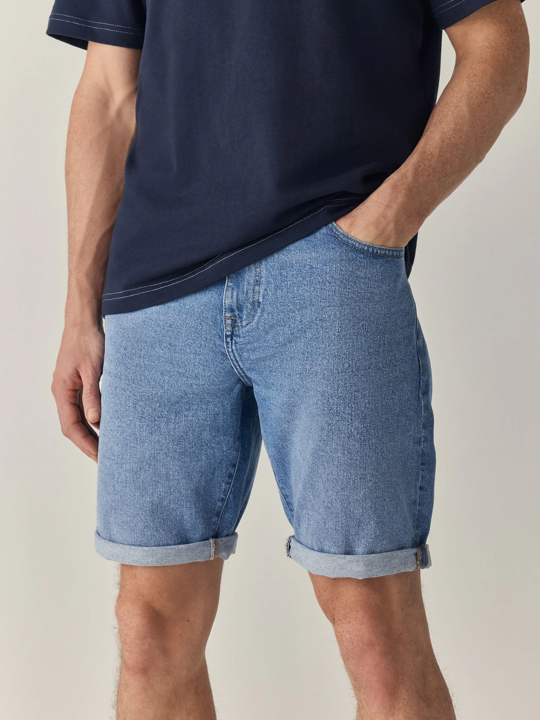 Lichtblauw - Slim Fit - Stretch denim short