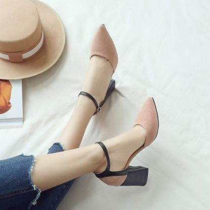 Megan - Color Panel Chunky Heel Sandalen