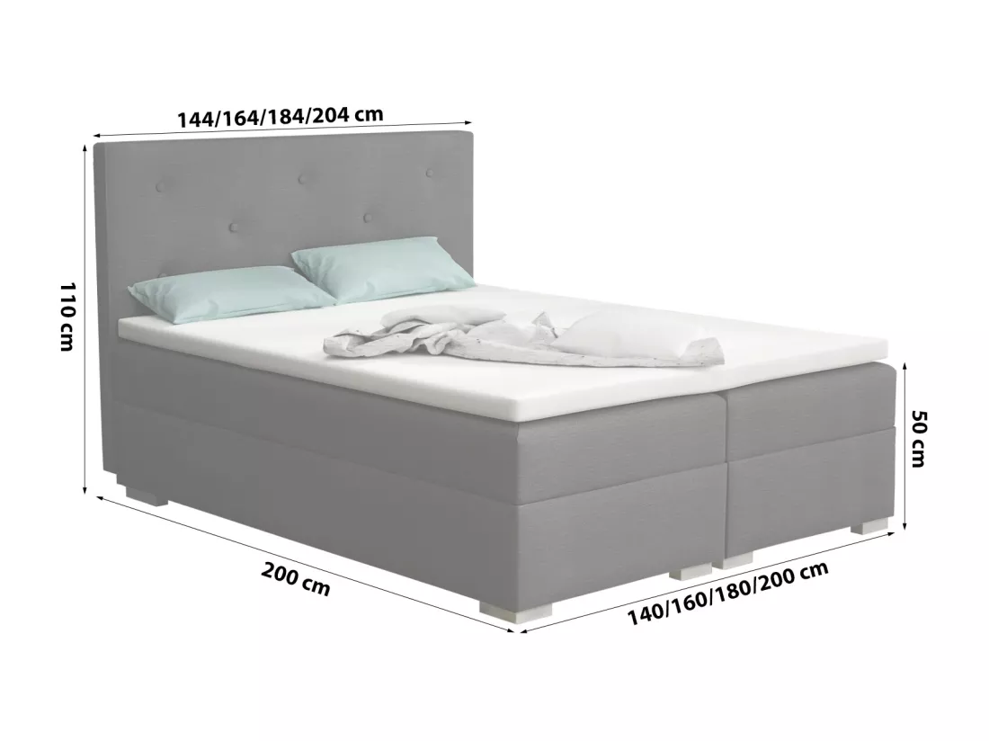 LIT BOXSPRING avec surmatelas Holta 160x200 cm, Orinoco 96 (Gris foncé)