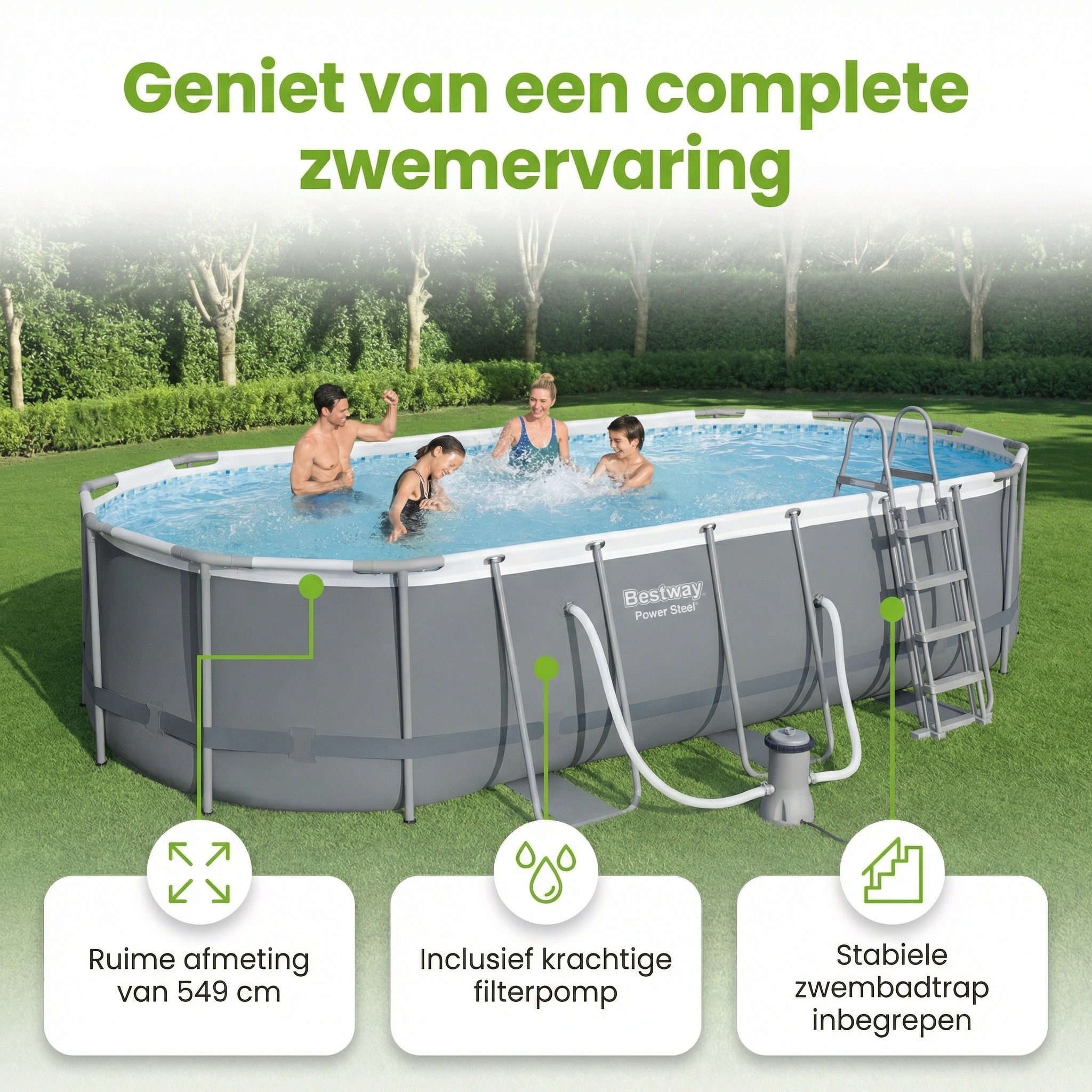 Bestway power steel 549x274x122cm zwembad – 5-delig