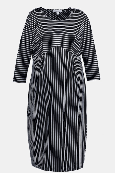 Bellieva-Sweatkleid, Streifen, Rundhals, 3/4-Arm, GOTS