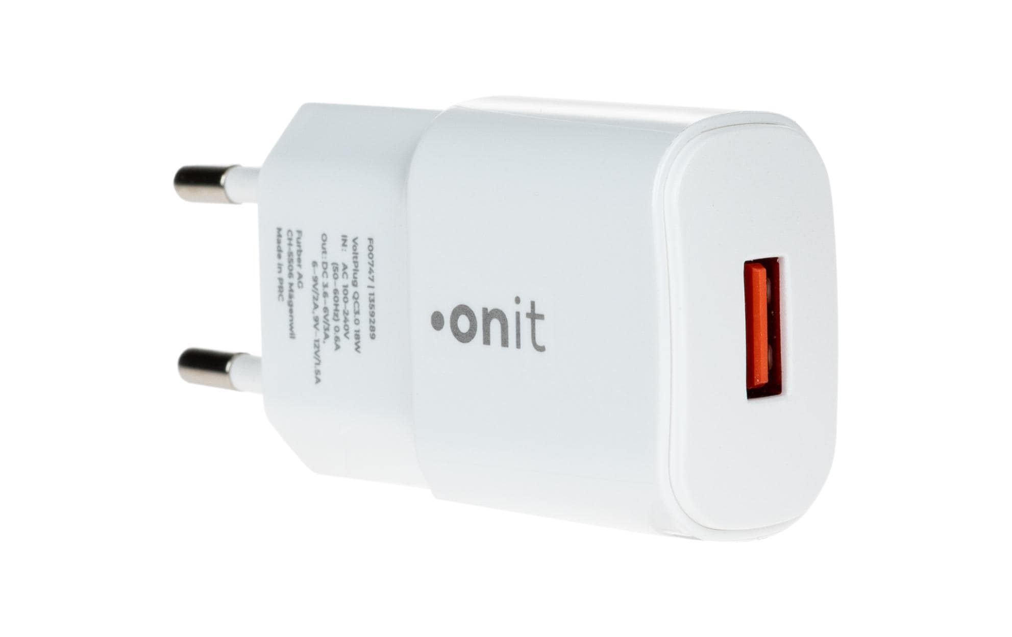 USB-A-Wandladegerät QC3.0 18 W WeissKompakter USB-A-Ladeadapter für mobile Geräte