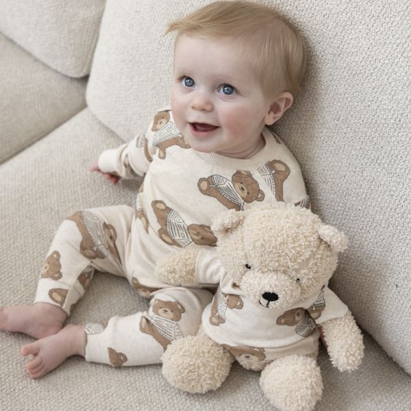 Feetje Teddy Bear Pyjama - Maat 56 - Offwhite Melange