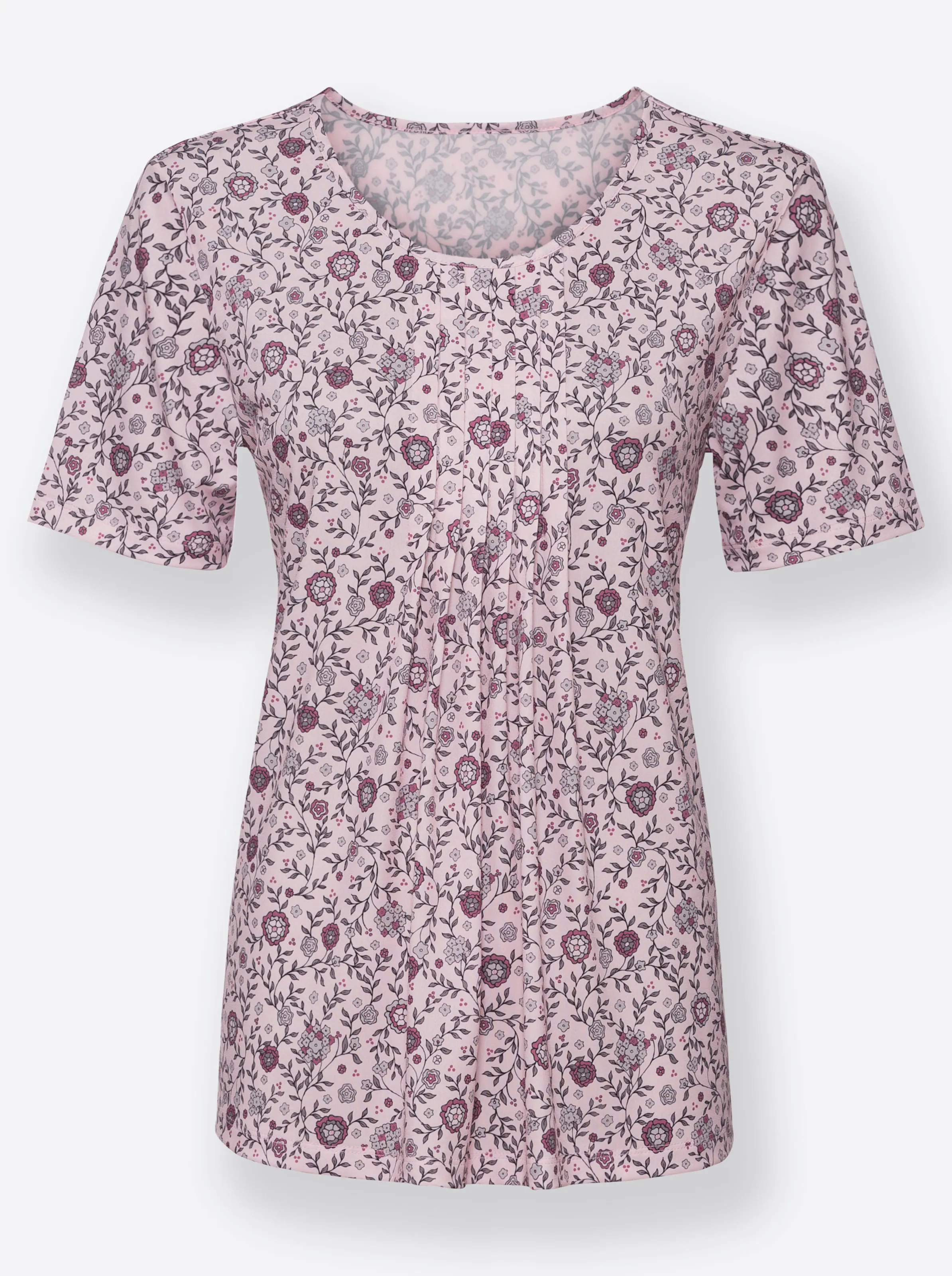 Print-Shirt in hellrosé-hellgrau-bedruckt