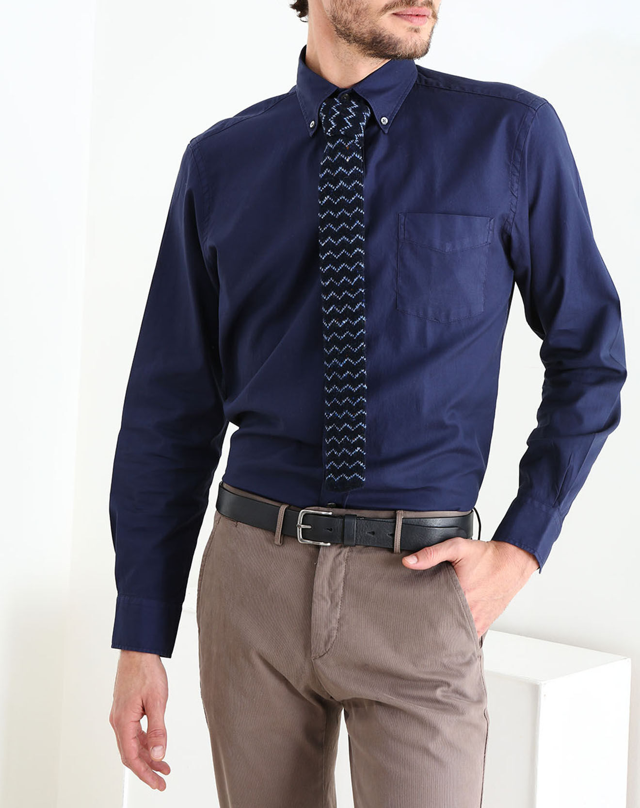 Hartford Chemise Regular Pal Pat piquée marine