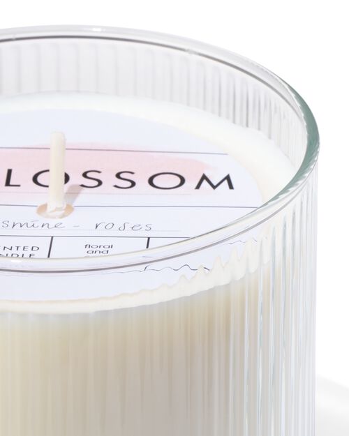 bougie parfumée en verre nervuré Ø10x10 blossom