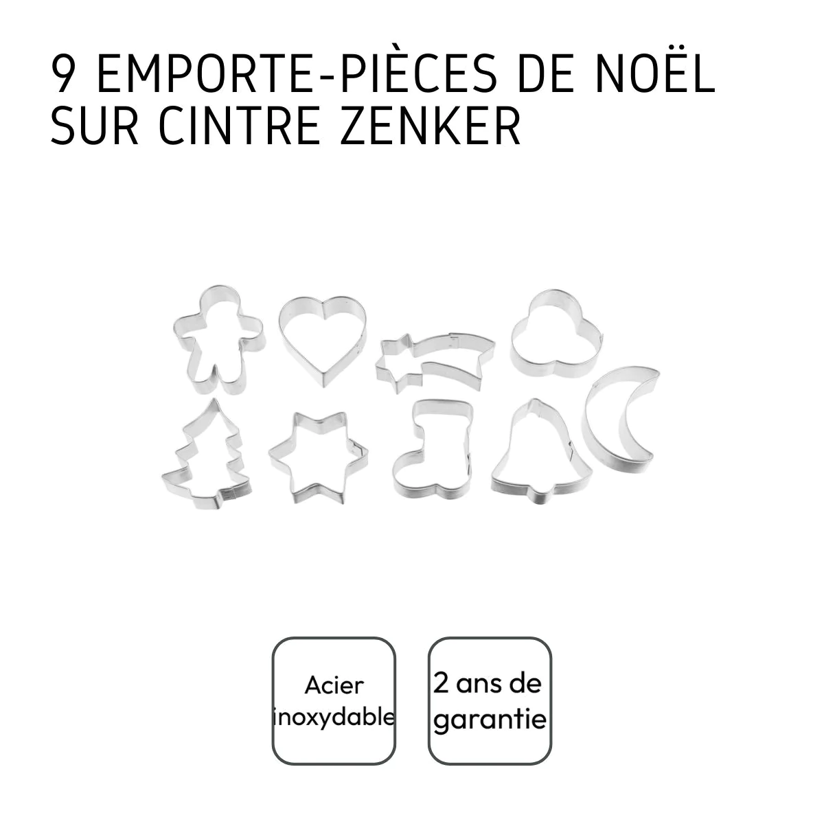 Lot de 9 emporte-pièces de Noël sur cintre Emporte-pièces Zenker