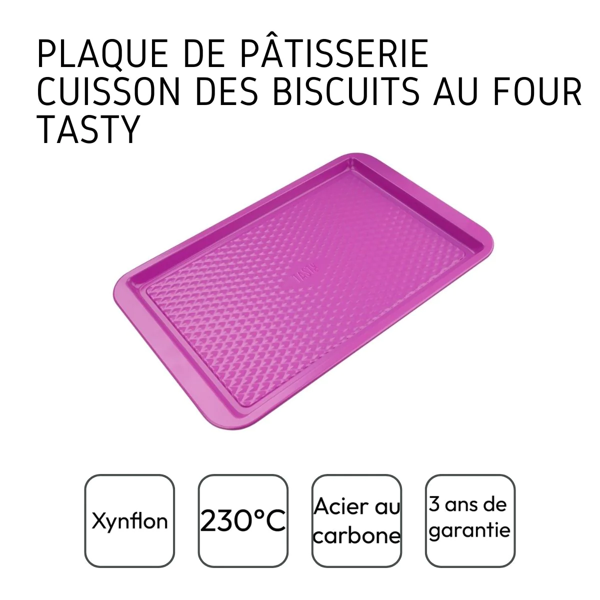 Plaque de four rectangulaire fuchsia Pâtisserie Tasty