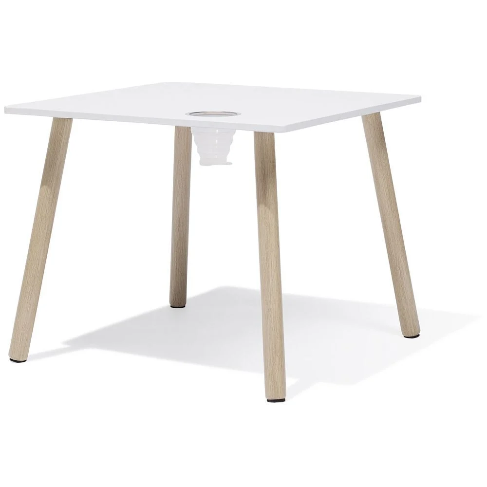 Table Écolier MDF pin et métal blanc - L55xP55xH45 cm