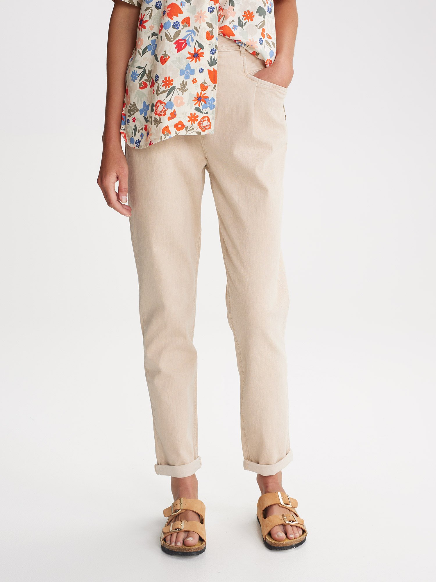 Pantalon Femme Teinture Argile Beige