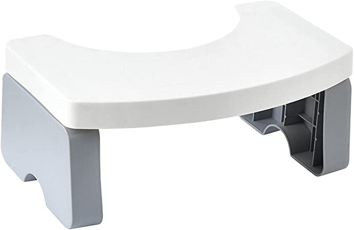 (40x21cm) Toiletten Hocker Schemel WC Trittbrett - Weiss / Grau