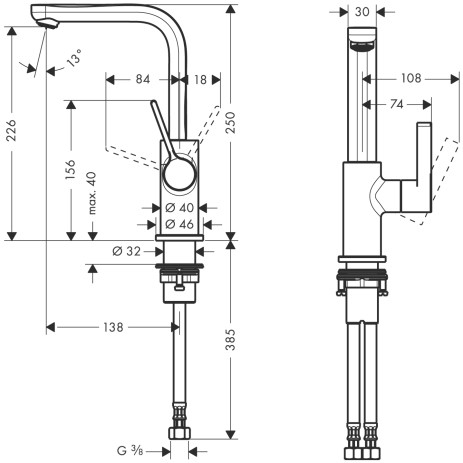 Hansgrohe Metris S 1-gats wastafelkraan met waste chroom