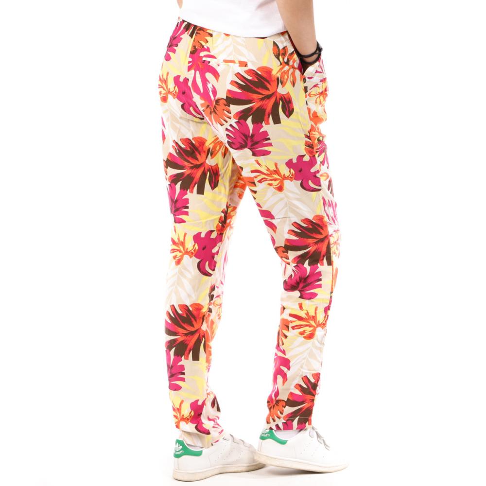 Only Pantalon Orange à fleurs Femme Only Nova Life