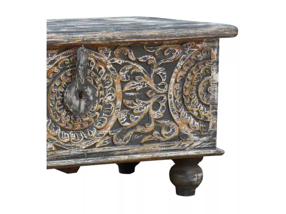 Coffre en bois artisanal 89x44x46h cm