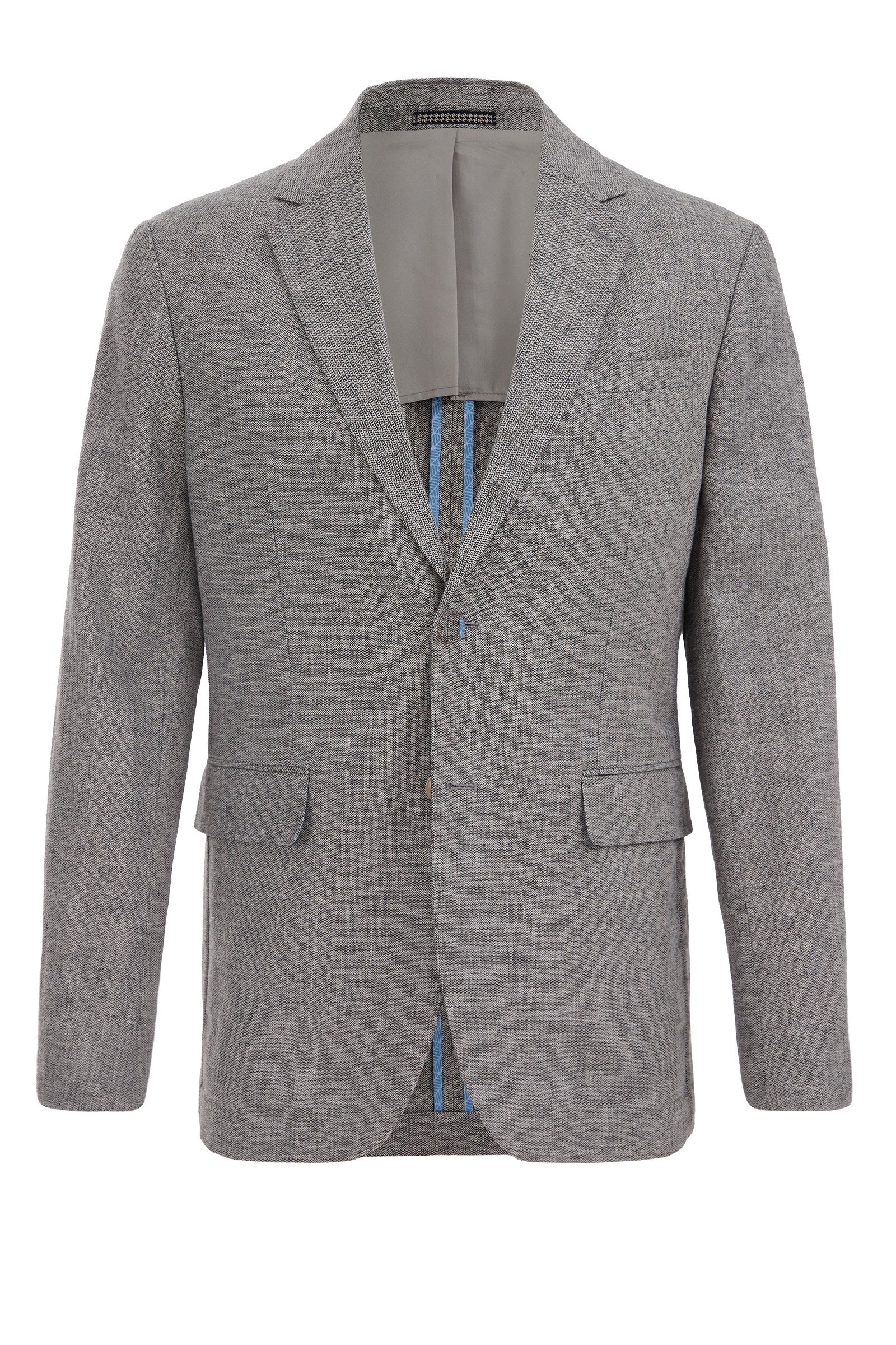 regular fit blazer van linnenmix WE Fashion Zwart