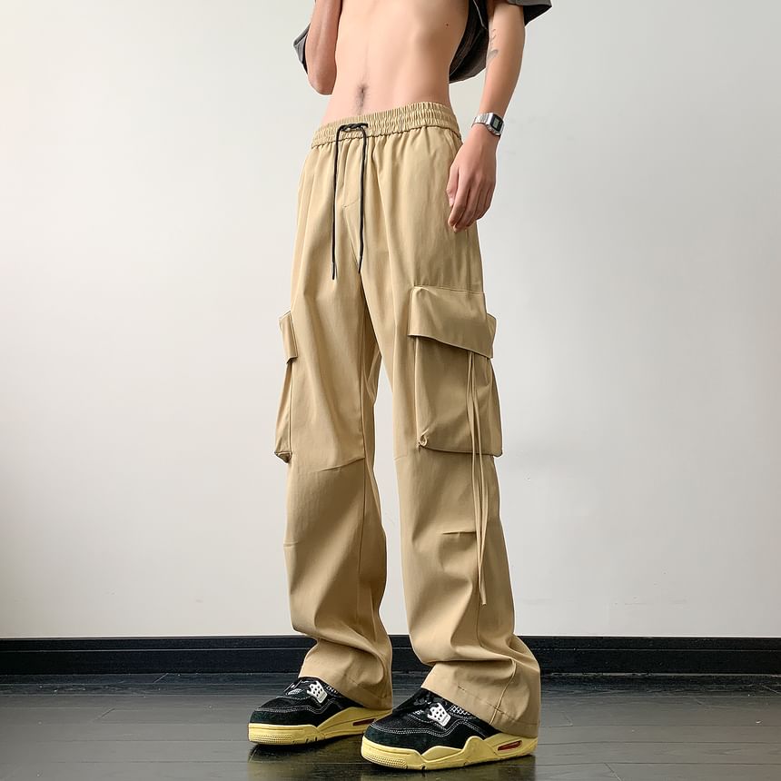 Breeson - Low Rise Plain Wide Leg Cargo-broek