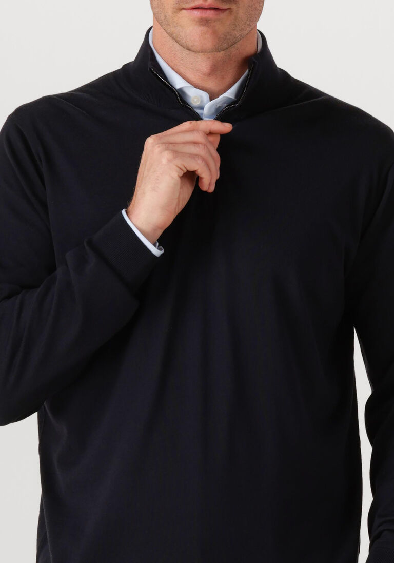 donkerblauwe filippo de laurentiis trui mezza zip ml r.merino