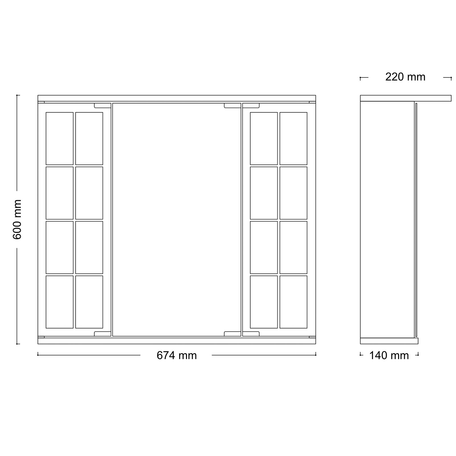 Spiegelschrank - weiß - 2 LED-Spots - 67 cm breit