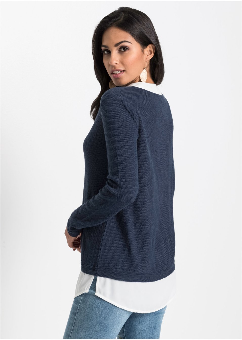 Pull à empiècement chemisier