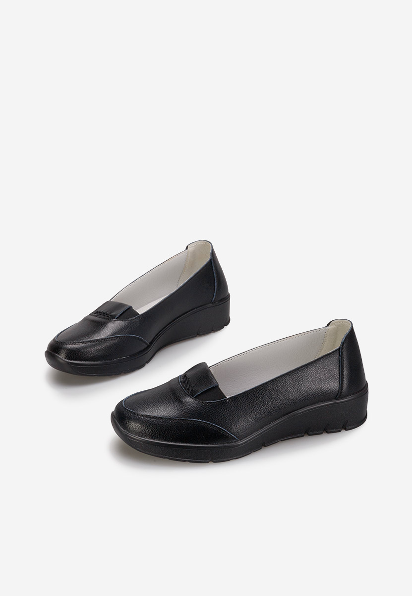 Mocassins en cuir naturel noirs Sandira