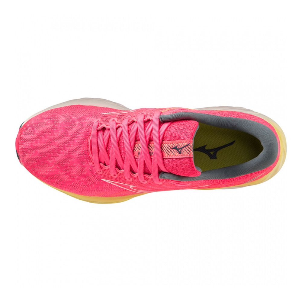 Mizuno WAVE INSPIRE 19 - Chaussures running Femme high-vis pink/snowwhite/luminous