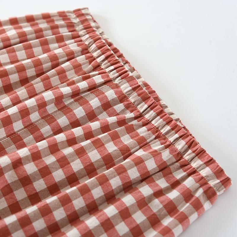 Dogini - Bijpassende pyjamaset voor koppels: overhemd met ruitjesmotief en broek