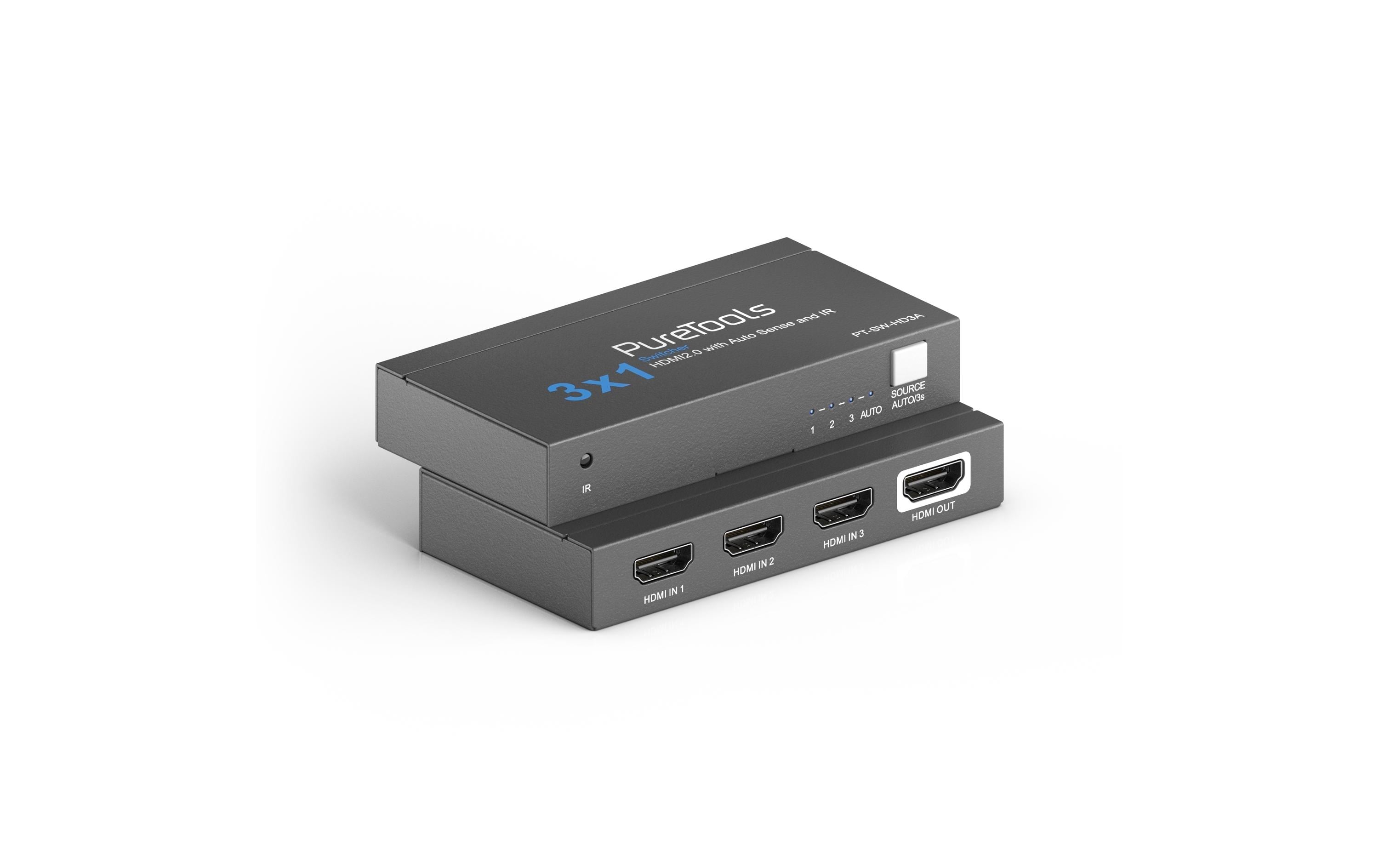 Switcher PT-SW-HD3A HDMIPureTools 3x1 4K 18Gbps HDMI Switcher mit Auto Sense