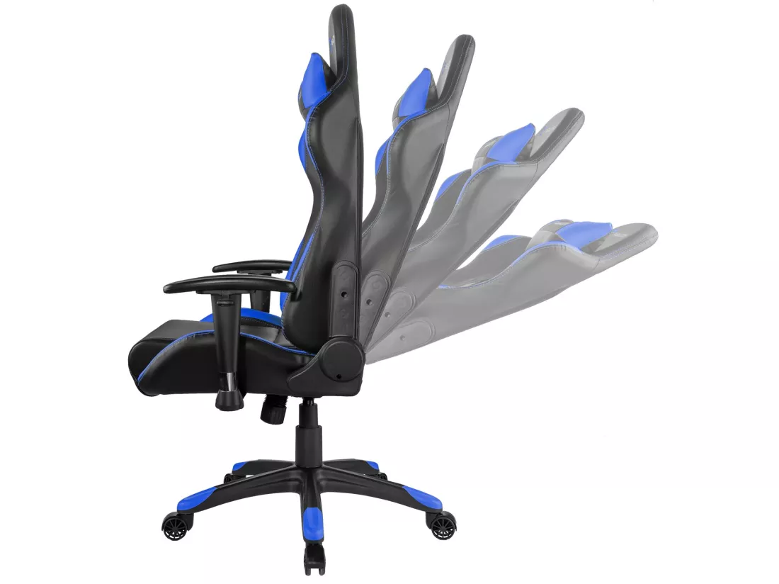 Paracon Rogue Fauteuil de gamer avec oreiller cervical et soutien lombaire, bleu.
