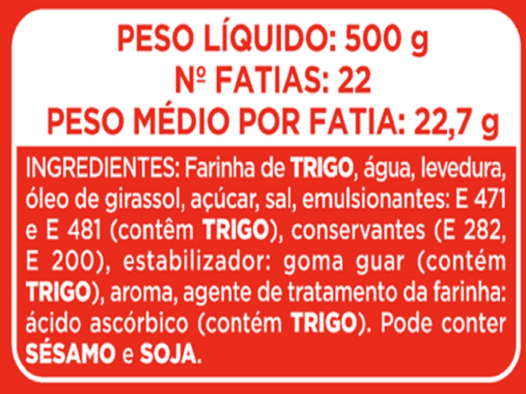 PÃO PANRICO DE FORMA ECONÓMICO 500G