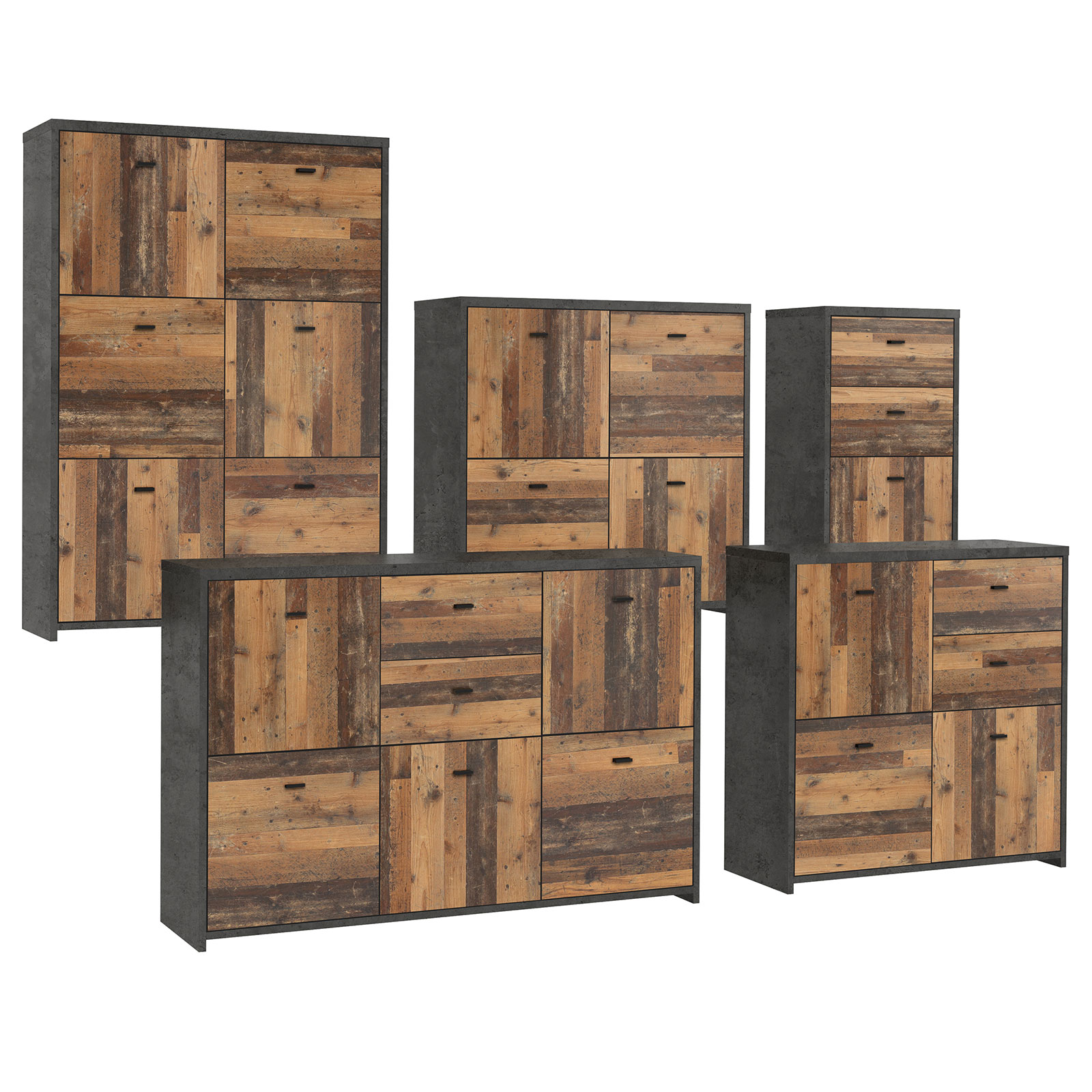 Kommode - Betonoptik - Old Wood Vintage - 40 cm breit