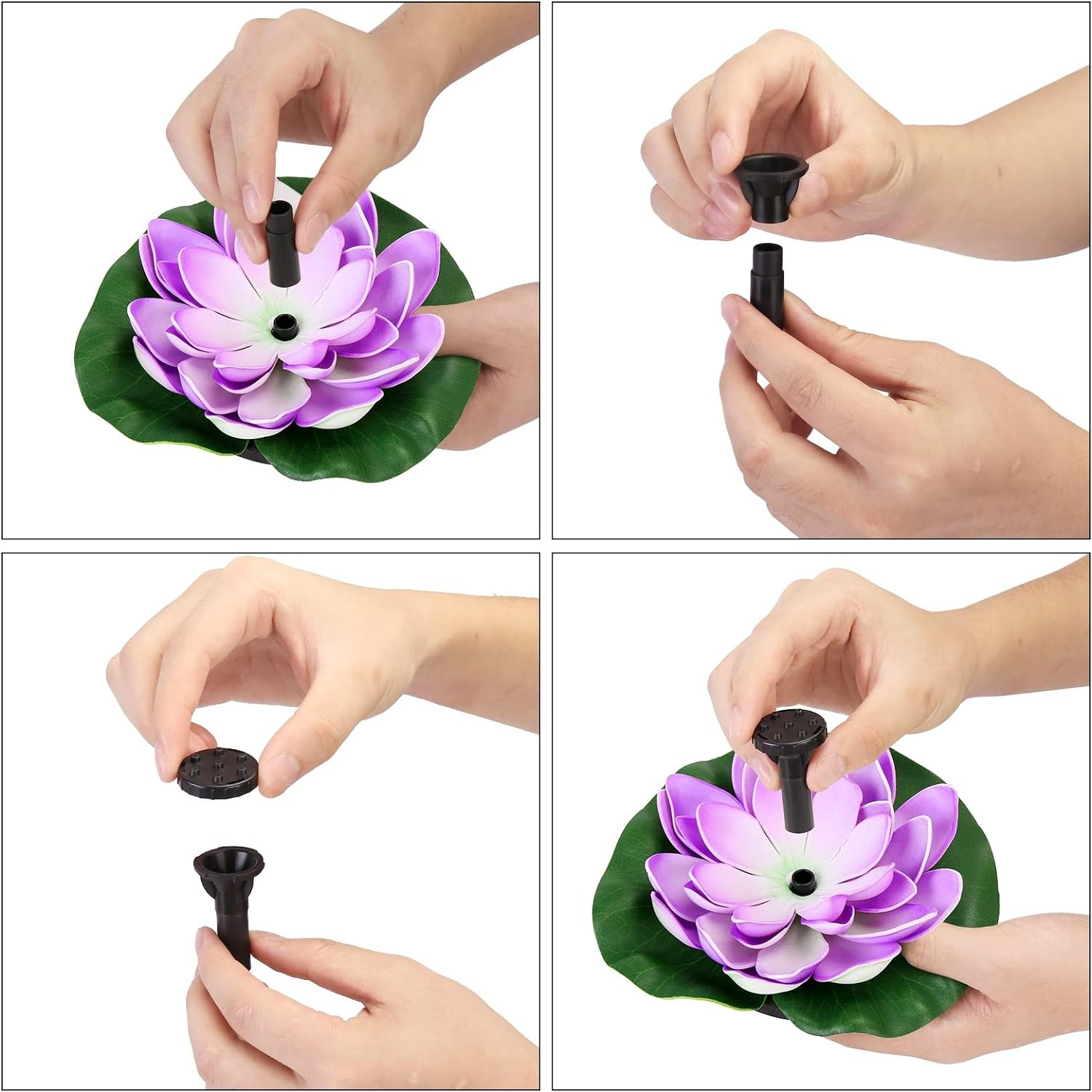 (Ø17.5cm) Schwimmende Solar Seerose Springbrunnen Deko Gartenteich Fontäne - Lila