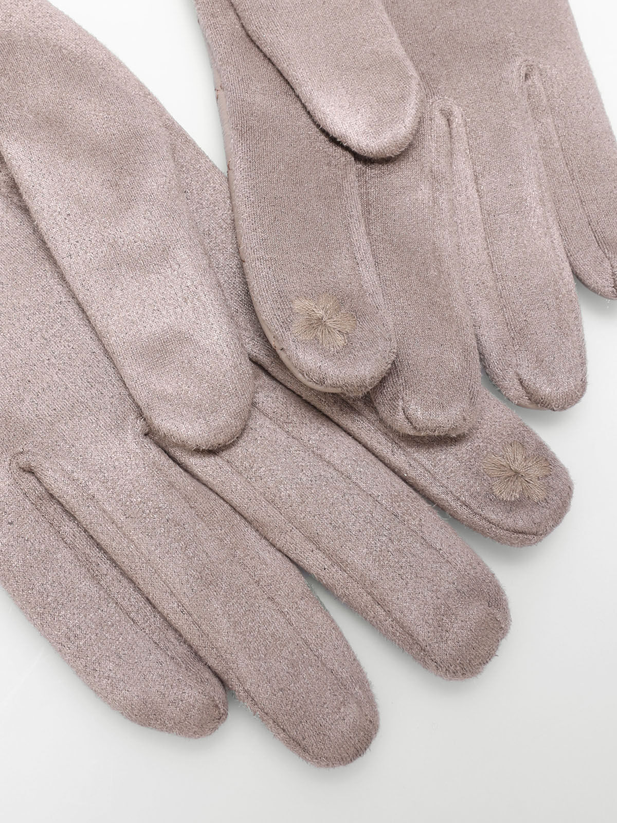 Gants en suédine et simili matelassé- Taupe
