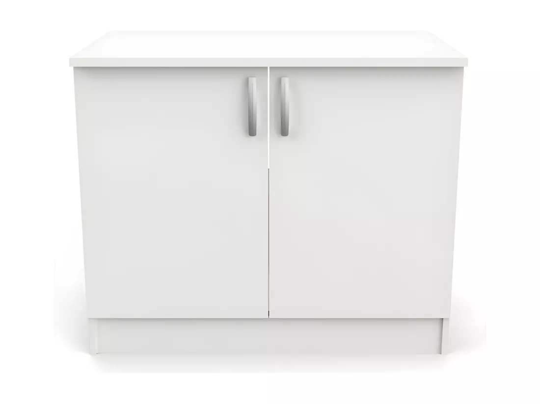 Meuble bas de cuisine 100 cm 2 portes Blanc Mat - MARTA - L 100 x l 60 x H 85 cm