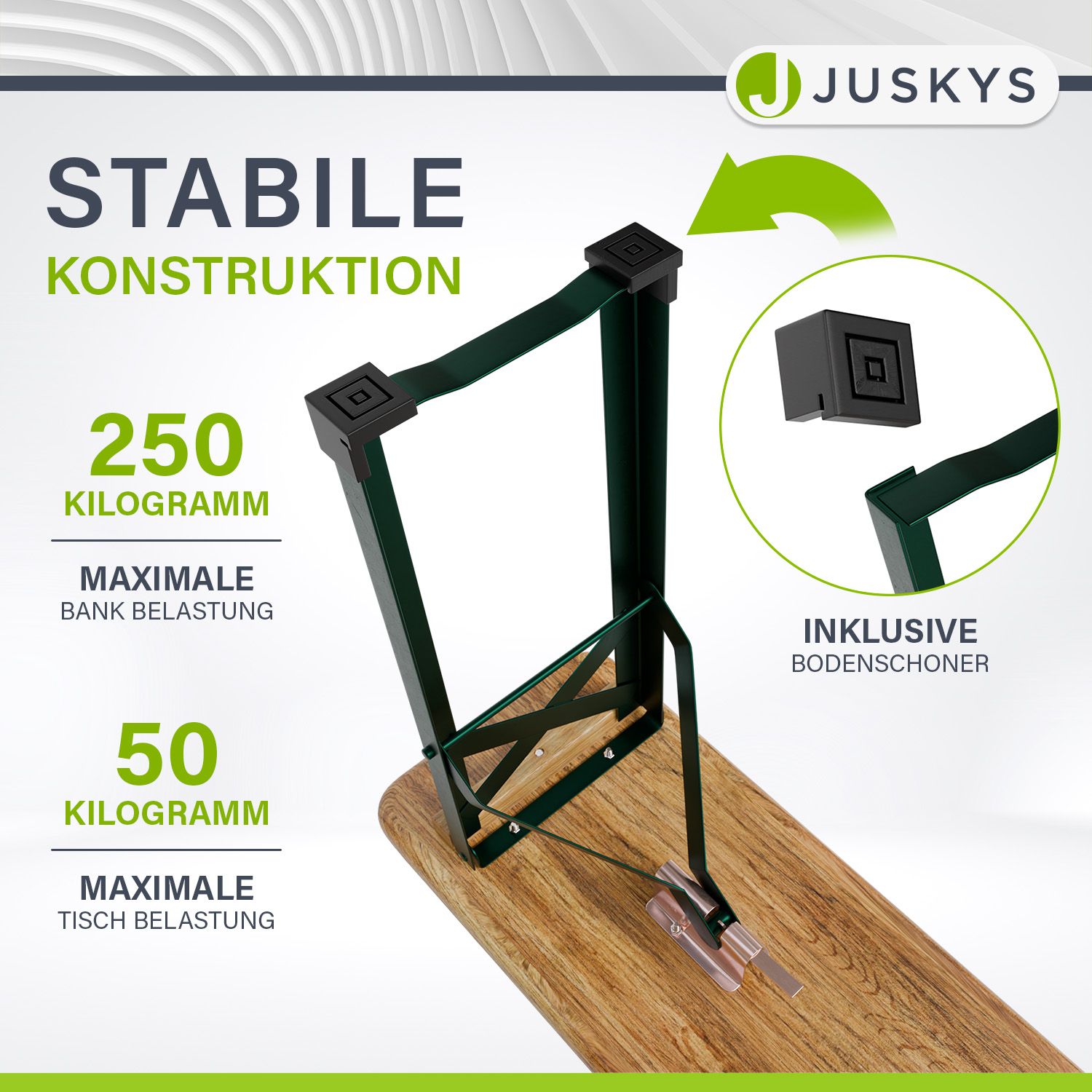 Juskys Bierzeltgarnitur Passau 3-teilig klappbar 220 cm - Festzeltgarnitur aus Holz Natur