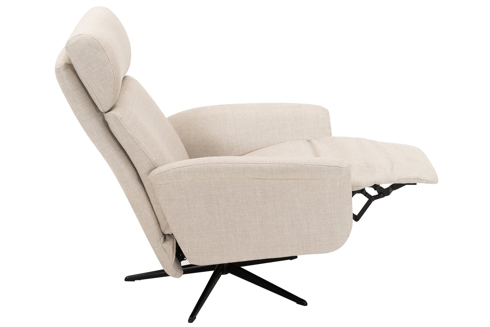 Leo lenestol Med integrert fothviler. Tekstil Bjorn 9950 beige med polaris sokkel i sort. Medium med manuell funksjon.