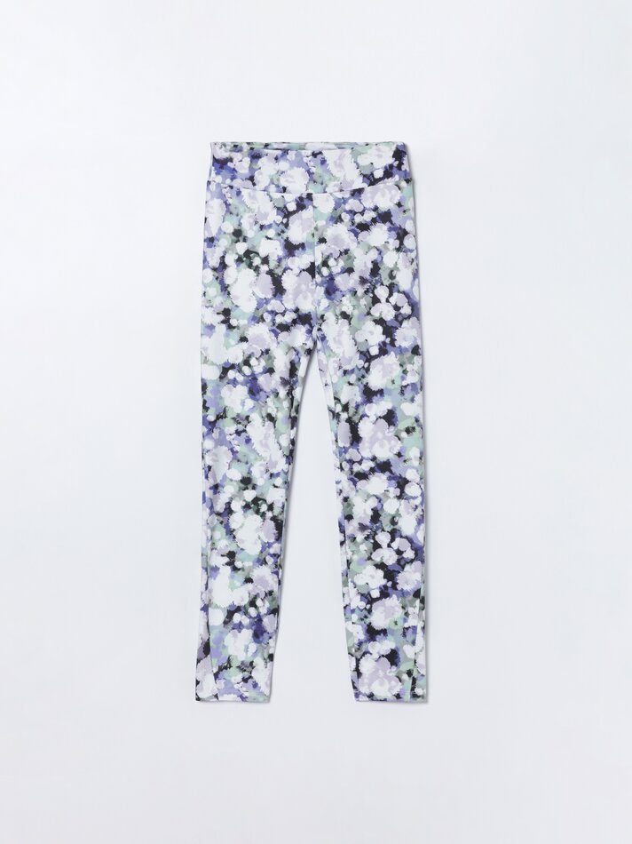 Leggings esportivas estampadas - Lilás/branco