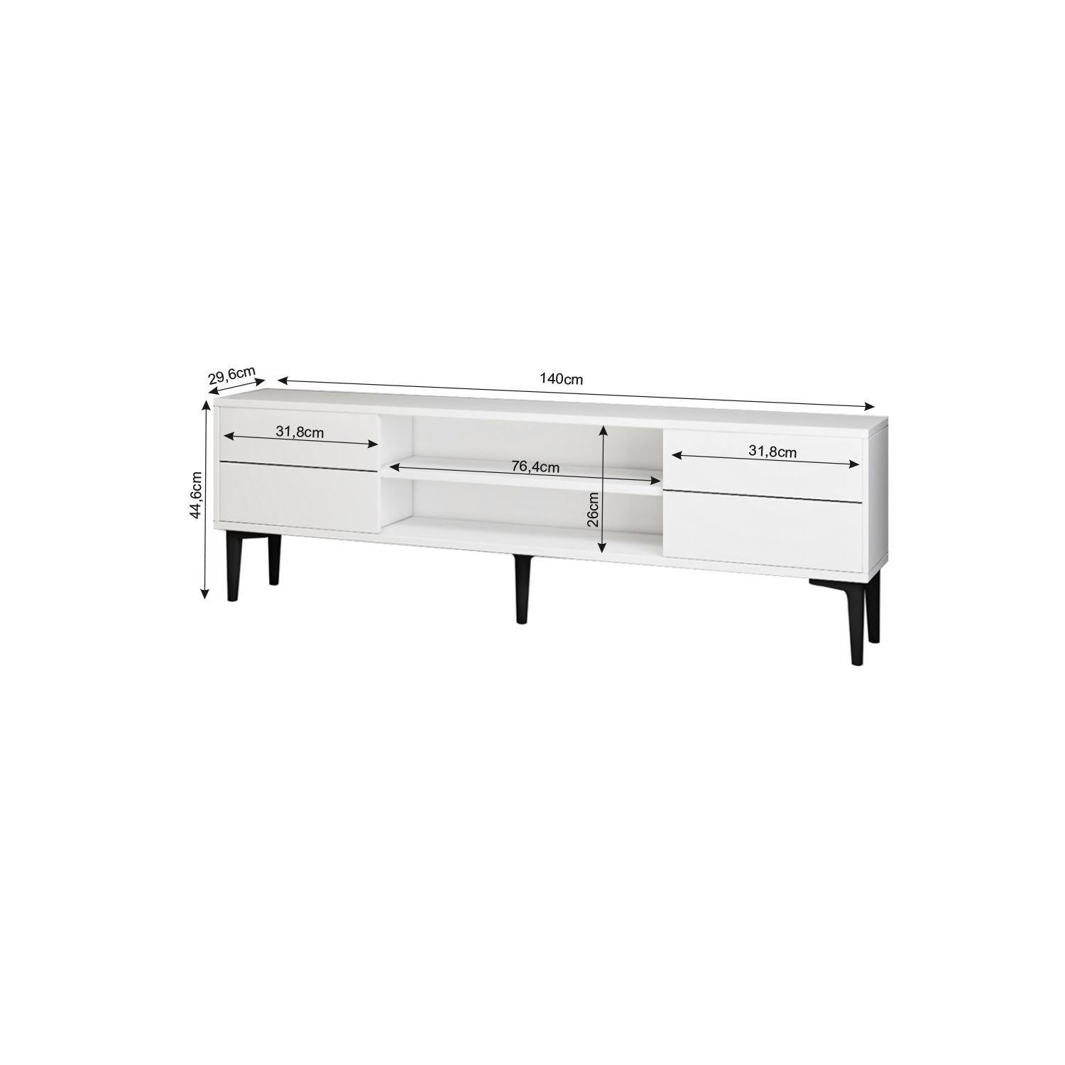 TV-Lowboard - weiß - 140 cm