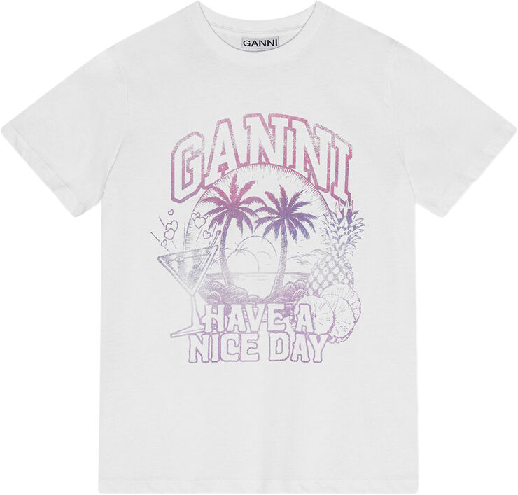 Ganni Basic Jersey Coctail Relaxed T-shir Bright white