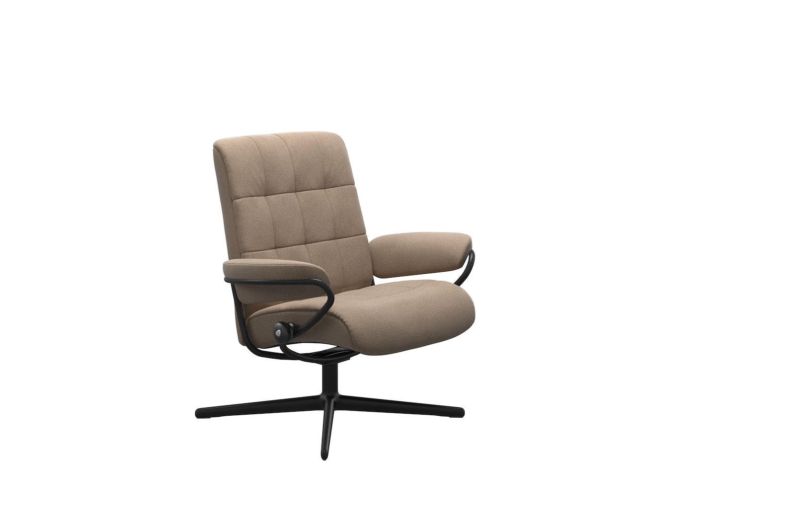 London lenestol lav I tekstil Magnolia beige og Cross sort understell