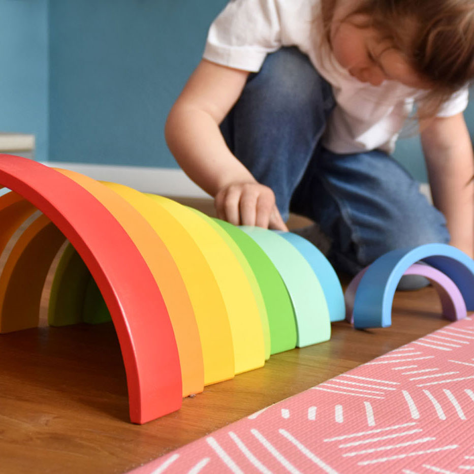 Small Foot-Houten Bouwblokken Regenboog XL, 14dlg.