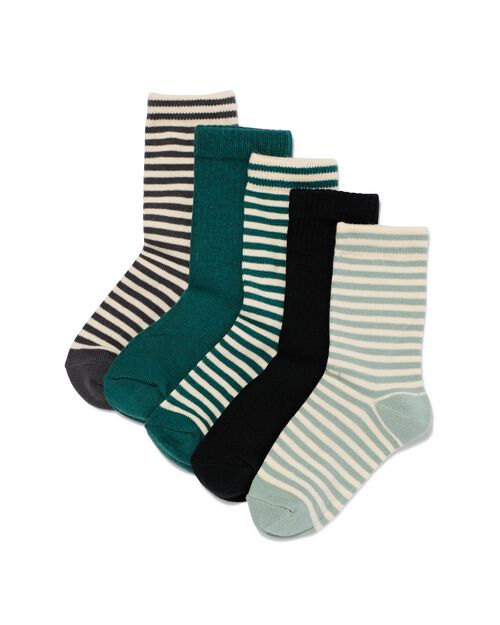chaussettes à rayures en coton - 5 paires gris foncé