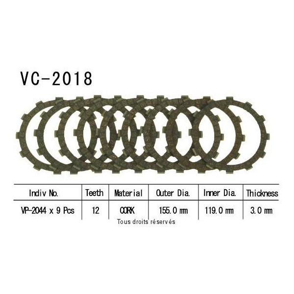 Kyoto - Disques garnis d'embrayage Cross VC2018