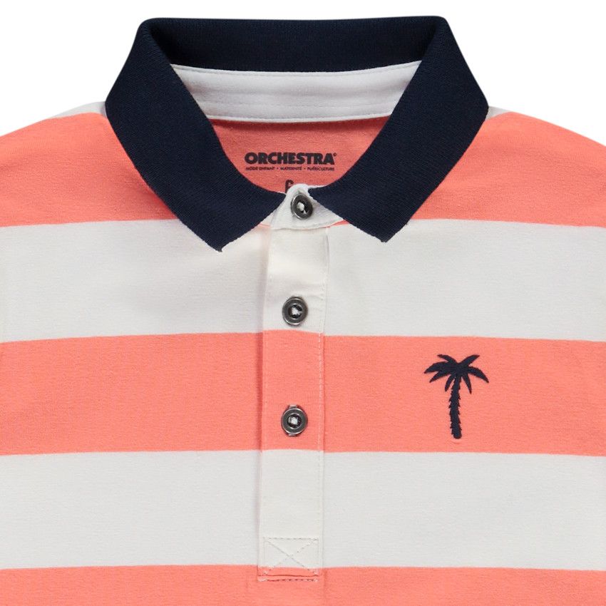 Polo manches courtes rayé broderie palmier pour garçon - Multicolore