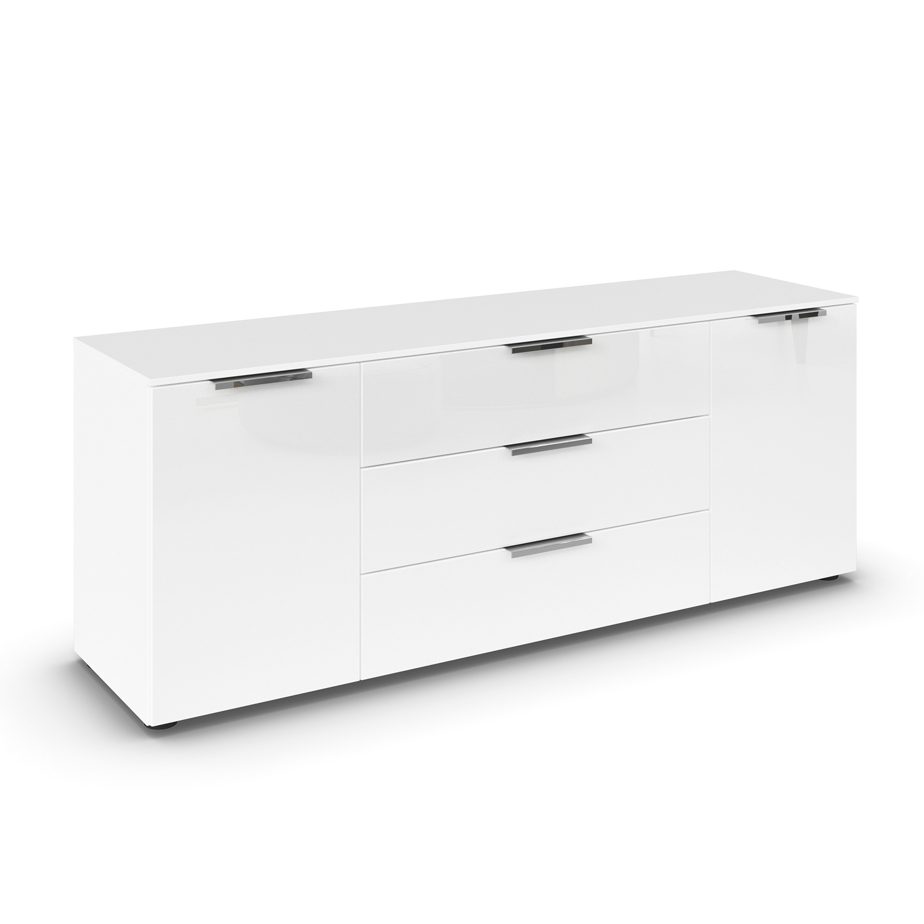 Lowboard - Alpinweiß - weiß - Glasfront - 160 cm