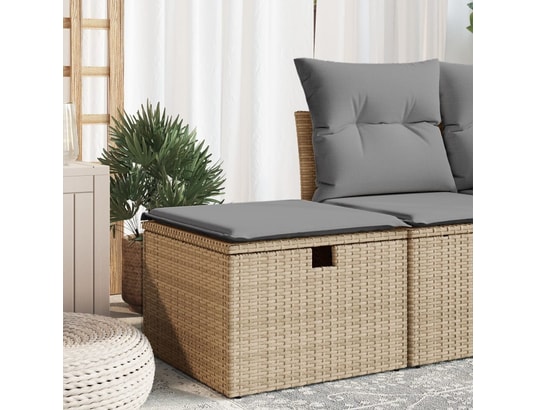 VIDAXL - Pouf Tabouret de jardin avec coussin beige 55x55x37cm résine tres...